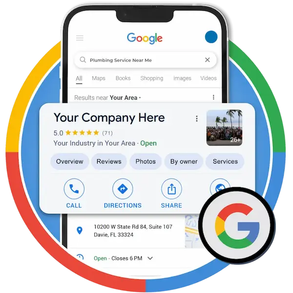 Screen showing 5-star Google reviews on Google business profile